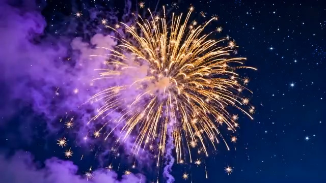 紫色金色烟花绽放2550#横屏 