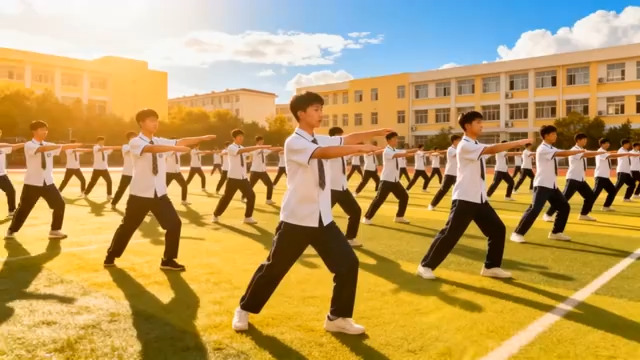 中学生操场武术操表演2527#横屏 