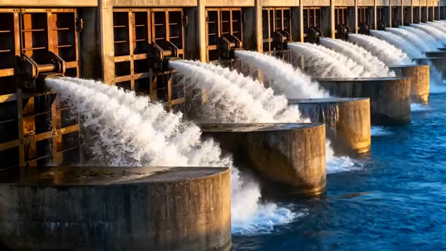  壮观水坝泄洪场景2545#横屏 	 