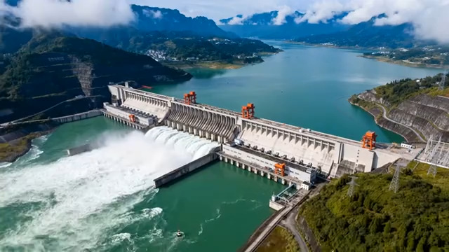  壮观水电站航拍2546#横屏 	 -