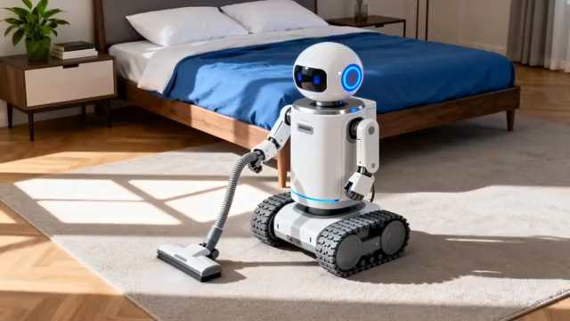  智能机器人打扫卧室2509#横屏 	 