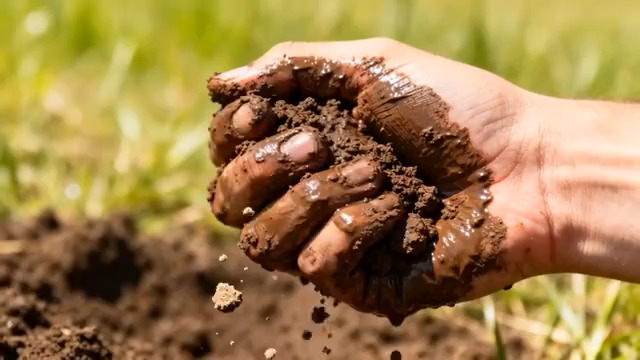  沾满泥土的手特写2470#横屏 	 