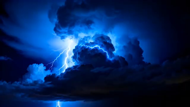  震撼蓝色闪电风暴2478#横屏 	 