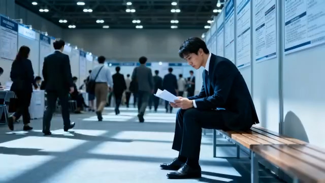  招聘会西装男士看简历2476#横屏 	 