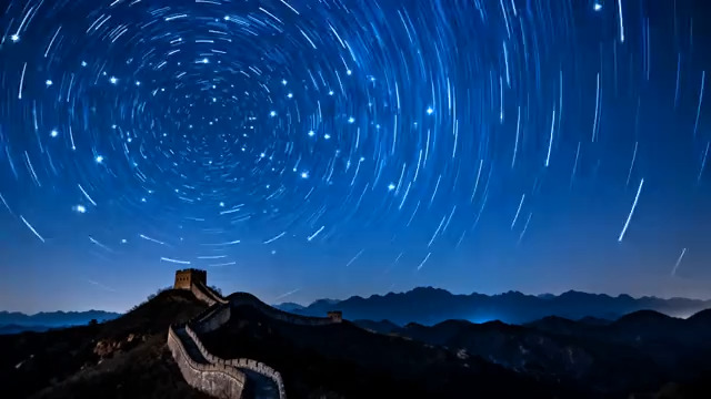  长城星空延时摄影2473#横屏 	 