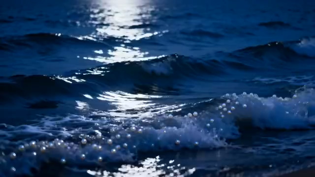  月光下的海浪2450#横屏 	 