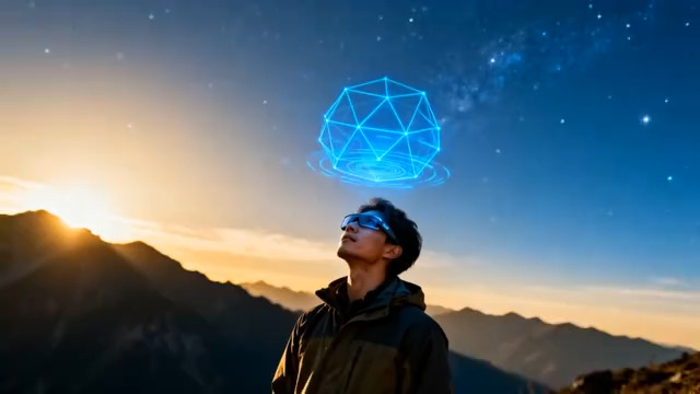  仰望星空的科技感人物2323#横屏 	 