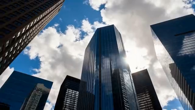  仰望高楼大厦玻璃幕墙2322#横屏 	 