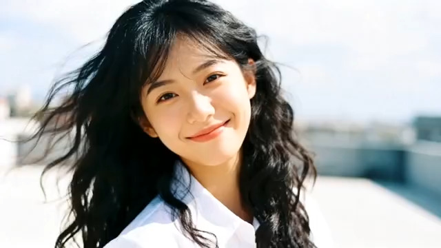  阳光下的微笑女孩2306#横屏 	 