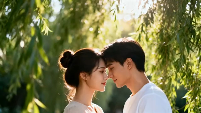  阳光下的情侣对视2302#横屏 	 -