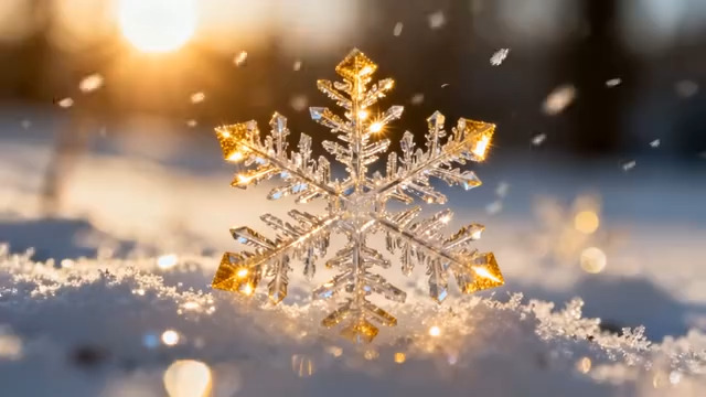  阳光下的金色雪花特写2298#横屏 	 