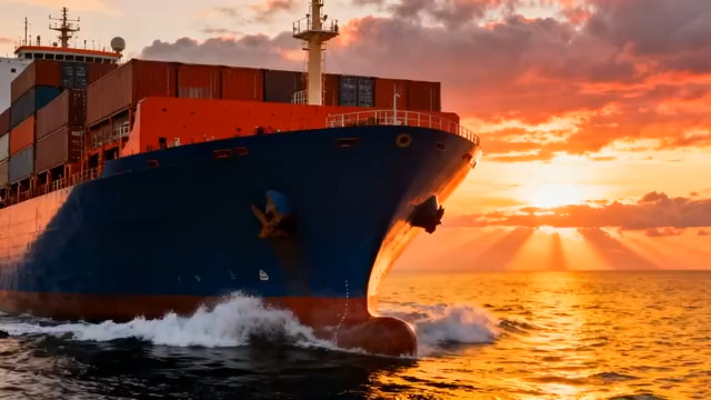  远洋货轮日出航行2447#横屏 	 