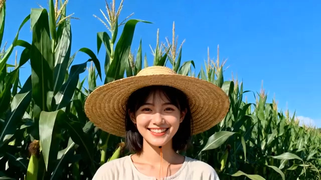  玉米地女孩微笑2436#横屏 	 