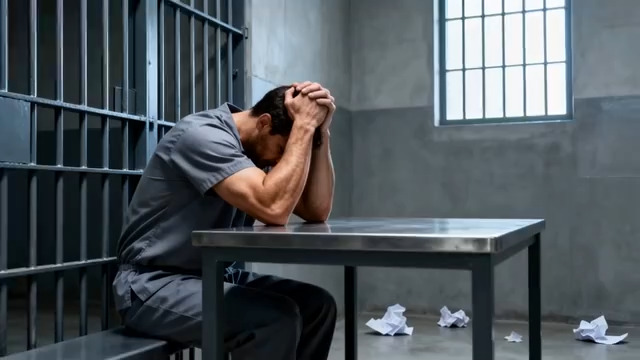  狱中男子悔恨焦虑2437#横屏 	 