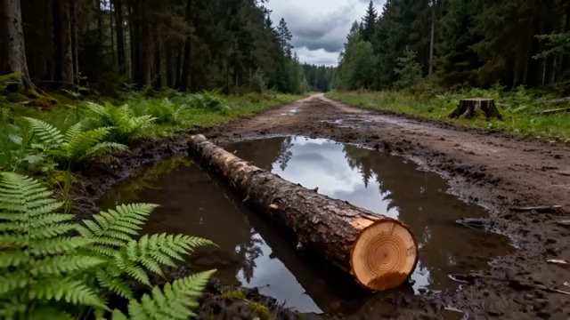  雨后森林泥泞路2414#横屏 	 
