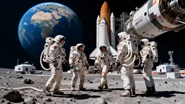  宇航员月球行走场景2395#横屏 	 