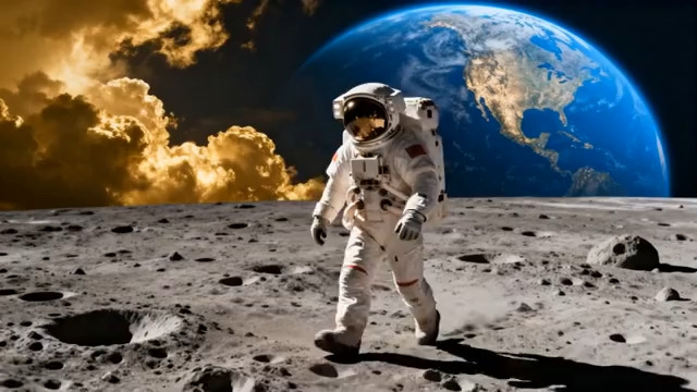  宇航员月球漫步2393#横屏 	 