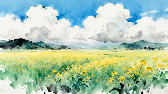  油菜花海自然风光2386#横屏 	 -