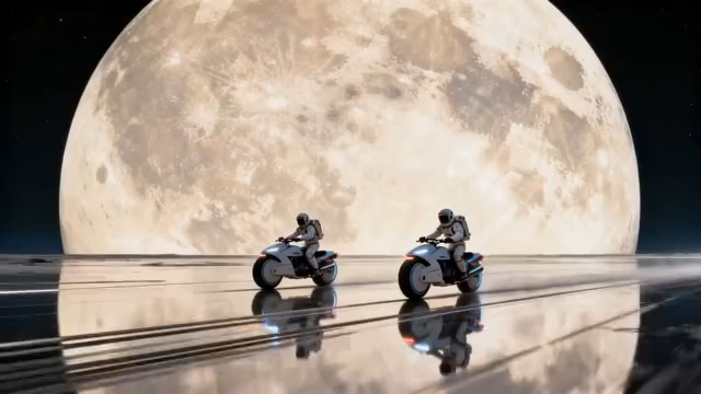  宇航员月球骑摩托2394#横屏 	 