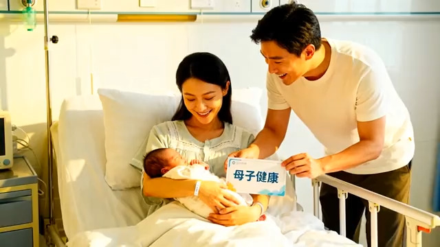  医院新生儿家庭合影2370#横屏 	 