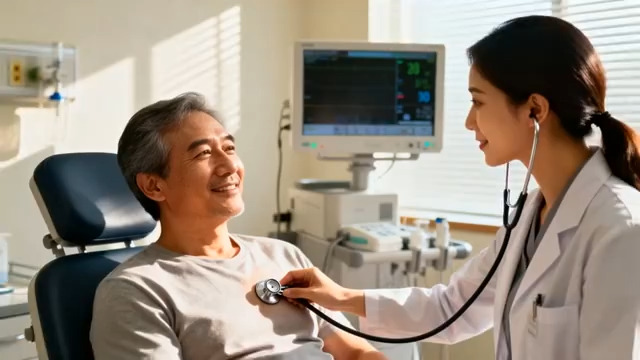  医生为老年患者听诊2365#横屏 	 