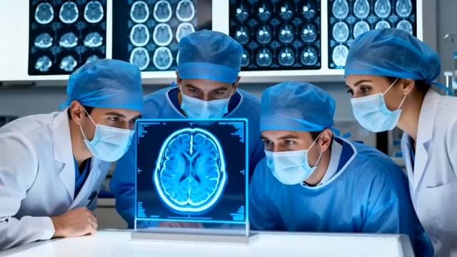  医生团队研讨脑部CT影像2364#横屏 	 