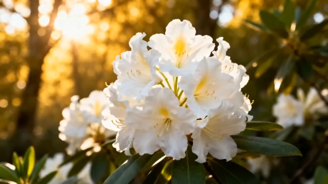  阳光下的白色杜鹃花2284#横屏 	 