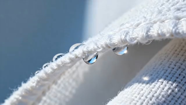  阳光下的白色毛巾与水珠2285#横屏 	 