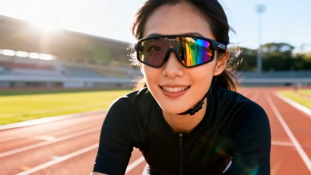  阳光下戴墨镜的运动女性2283#横屏 	 -