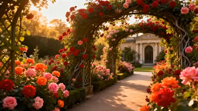  阳光花拱廊与欧式建筑2262#横屏 	 