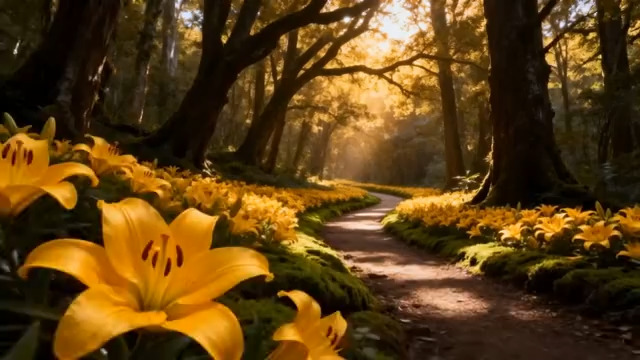  阳光森林中的黄色花海2274#横屏 	 