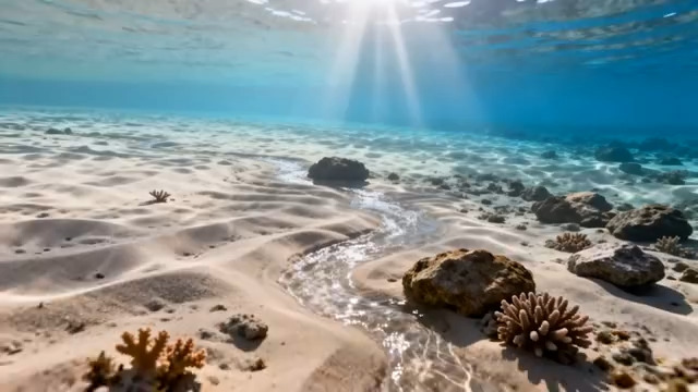  阳光穿透海底沙滩2244#横屏 	 