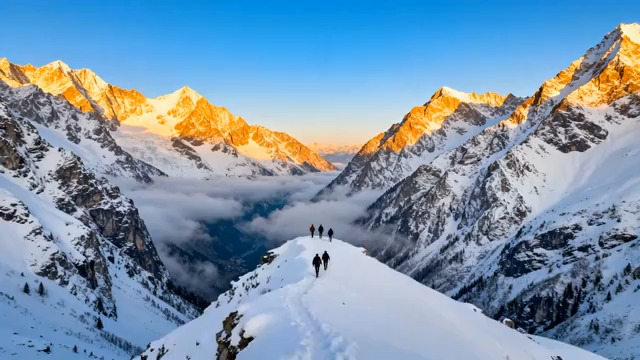  雪山之巅的金色日出2211#横屏 	 