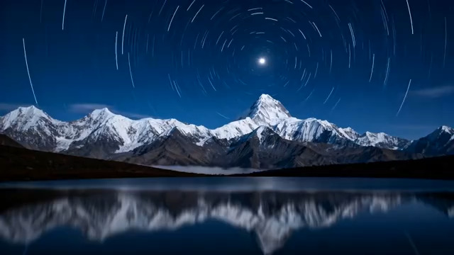 雪山星空延时摄影2201#横屏 	 
