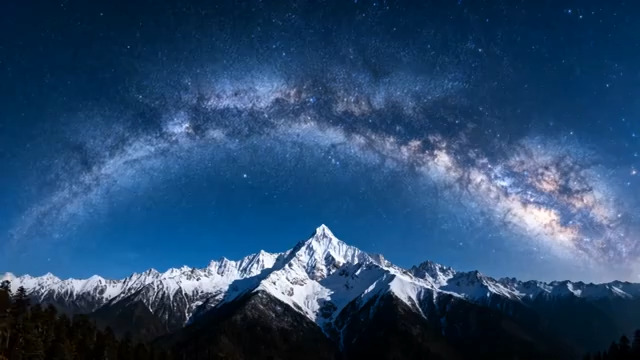  雪山银河延时摄影2208#横屏 	 