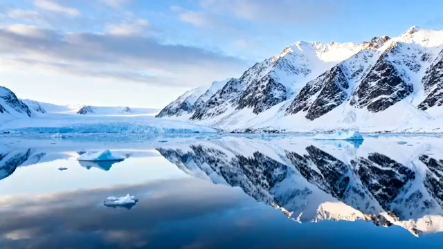  雪山冰川湖泊倒影2173#横屏 	 