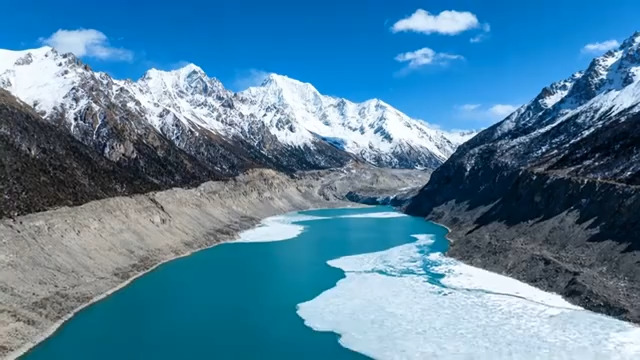  雪山湖泊航拍美景2178#横屏 	 