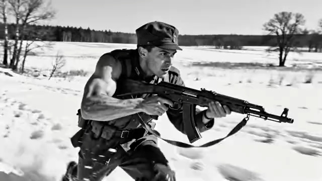  雪地持枪士兵冲锋2161#横屏 	 