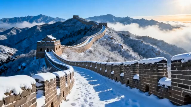  雪后长城云海日出2166#横屏 	 