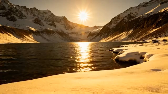  雪山湖泊日出美景2179#横屏 	 