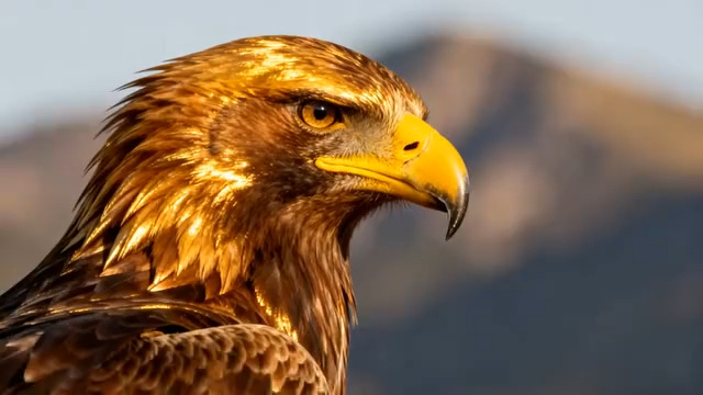  雄鹰头部特写 山脉背景2152#横屏 	 