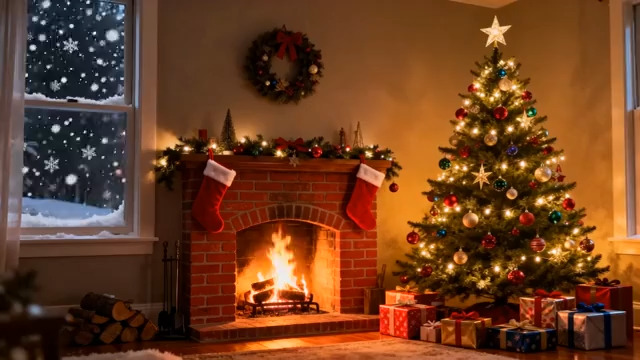  温馨圣诞室内装饰1944#横屏 	 