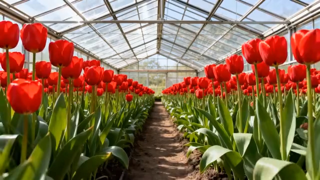  温室红郁金香花海1942#横屏 	 -