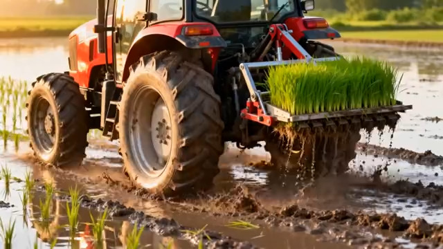  拖拉机稻田插秧作业1905#横屏 	 