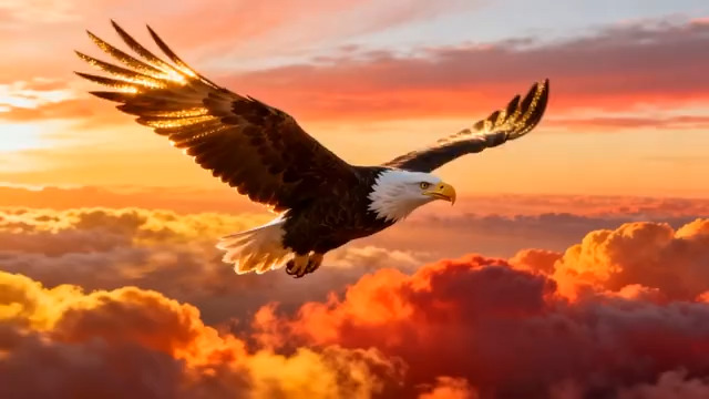  雄鹰翱翔红色云海2150#横屏 	 