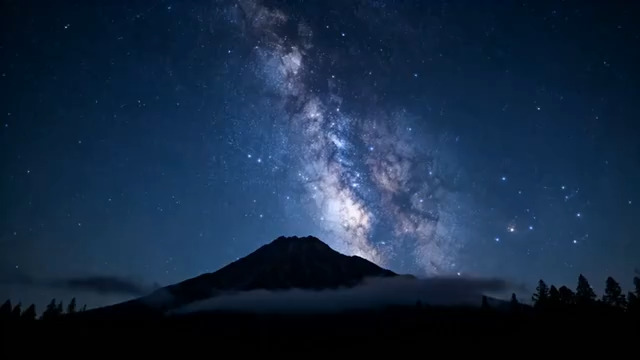  星空下的山脉延时摄影2138#横屏 	 