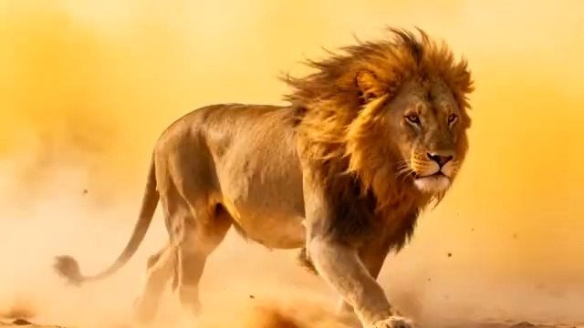  雄狮沙漠行走特写2149#横屏 	 