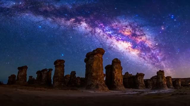  星空下的雅丹地貌2139#横屏 	 