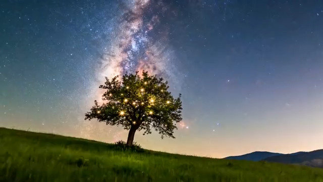  星空下的发光树2130#横屏 	 