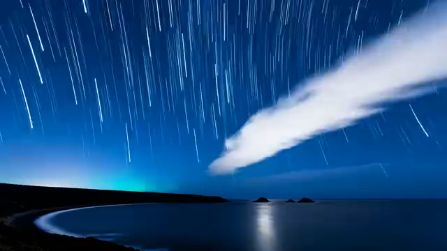  星空延时湖面夜景2141#横屏 	 -